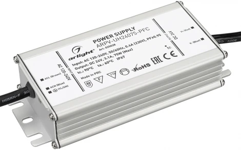 Блок питания ARPV-UH24075-PFC (24V, 3.1A, 75W) (Arlight, IP67 Металл, 7 лет) 025028