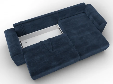 Диван угловой Лига-099 угол универсальный (ДВП,ДСП,ЛДСП,Брус,Фанера/Пластик/Велюр/Синий) Лига Диванов 132585