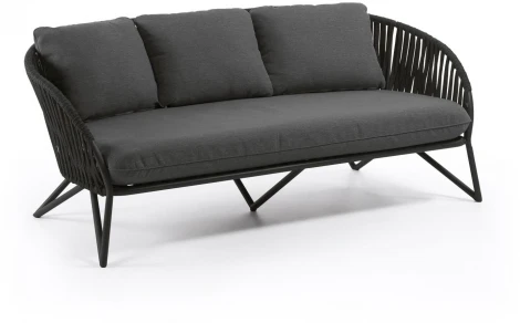 Диван уличный La Forma (ex Julia Grup) Branzie (Черный/ Веревка,Пена,Сталь)