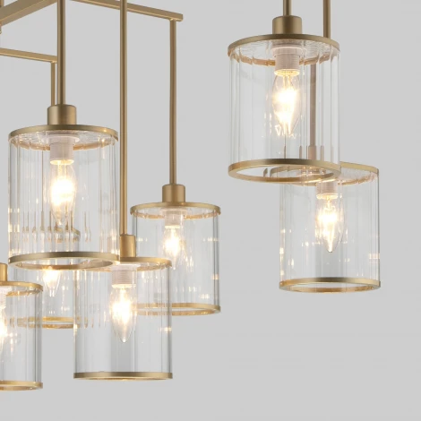 Потолочная люстра Wi-Fi на штанге Eurosvet Inari 60144/10 золото (220V, управление смартфоном, голосовое управление, умный дом - Minimir Home, Алиса, Маруся, Салют)