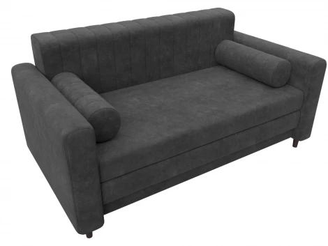 Диван прямой Лига-070 (ЛДСП,Брус,Фанера/Дерево/Велюр/Темно-серый) Лига Диванов 129759