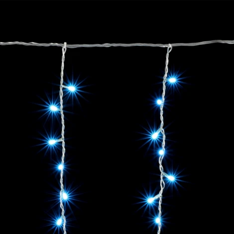 Гирлянда Бахрома 1 x 1 м Небесно-Голубая 220В, 65 LED, Провод Прозрачный Силикон, IP65