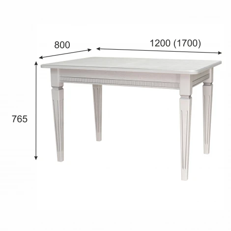 Стол обеденный Васко В 86Н белый/серебро 120/170*80 от фабрики Mebelik