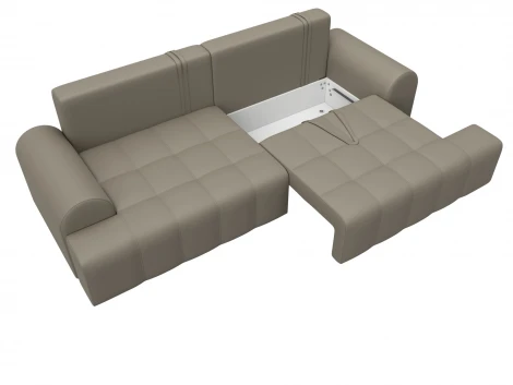 Диван прямой Лига-080 (ДСП/Пластик/Экокожа/Бежевый) Лига Диванов 131120