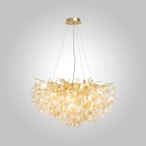 Подвесная люстра AM Group Forest D800 GOLD (220V, на тросе, листья)