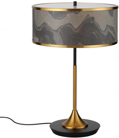 Настольная лампа Odeon Light Bergi 5064/2T античн.бронза/серо-беж./металл/натур.камен."шпон" E27 LED 2*10W (220V, выключатель, круглые)