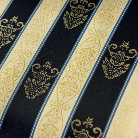 Банкетка Ретро с ящиком белый, ткань полоса синий Mebelik арт.007711