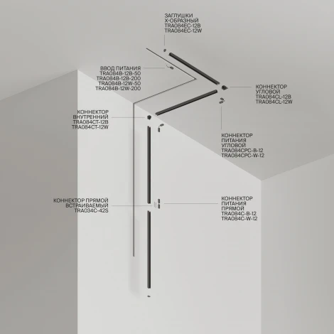 Шинопровод под гипсокартон 2м Radity встраиваемый белый (магнитный) Maytoni Technical TRA084MP-12W