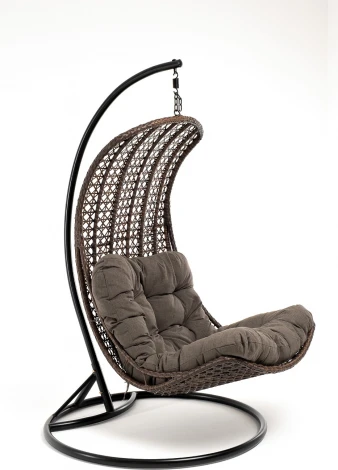 "Виши" подвесное кресло-кокон из искусственного ротанга, цвет коричневый с серо-коричневой подушкой 4SIS арт.УТ-00006750