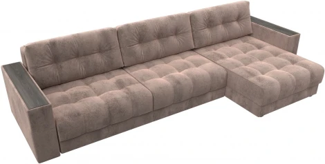 Диван угловой с декором Лига-049 НПБ Лонг Лига Диванов (Велюр) арт.128310