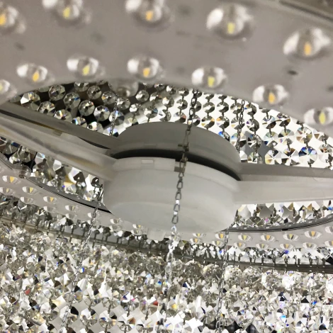 Потолочная люстра на штанге Bohemia 1932 19321/25IV/LED-DIM G (регулировка яркости, 220V, хрусталь, пульт управления, круглые)