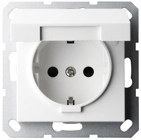 Розетка с защитной крышкой и шторками (белый глянцевый) Jasmart G-Classic G5505W