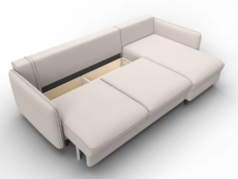 Диван угловой Лига-064 НПБ угол универсальный (ДСП/Дерево/Замша/Бежевый) Лига Диванов 129639