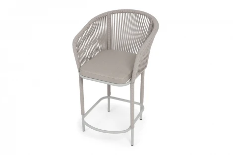 "Марсель" стул полубарный плетеный из роупа, каркас из стали светло-серый (RAL7035) муар, роуп бежевый круглый, ткань Mossle бежевая, пос.H65 4SIS MAR-BCH-st001/65 RAL7035 Mua beige(beige160)