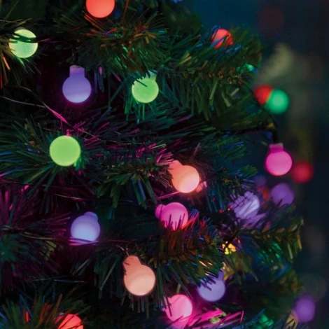 Светодиодная гирлянда Мультишарики 12м 230V мультиколор c питанием от сети черный шнур Feron CL585 51451