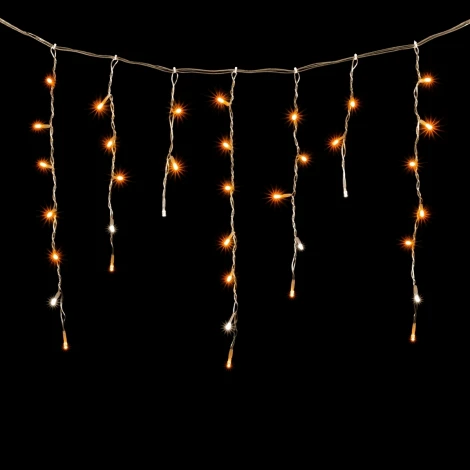 Гирлянда Бахрома 3,1 x 0,5 м Желтая с Мерцанием Белого Диода 220В, 150 LED, Провод Прозрачный ПВХ, IP54