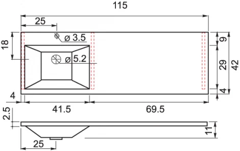 Раковина Цвет и Стиль Гриджио 115 L