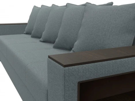 Диван прямой Дубай Лайт полки справа (ДСП,ЛДСП/Пластик/Рогожка/Серый) Лига Диванов 132282