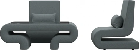 Набор Волна-3 (стол, 2 кресла) (Серый/Рогожка) Лига Диванов арт.125334