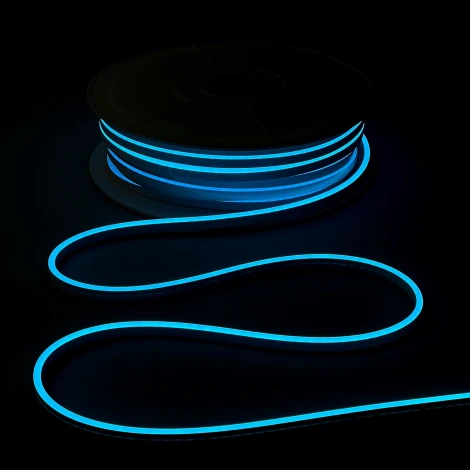 Односторонний Гибкий Неон 6х12мм Небесно-Голубой 12В, IP65 Laitcom FR-23529