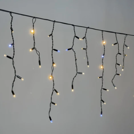 Гирлянда Бахрома 3,1 x 0,5 м тепло-белая с мерцанием белого диода 220В, 120 LED, провод черный каучук 2,3мм, IP65 Laitcom ECO120BLW-1-2WW