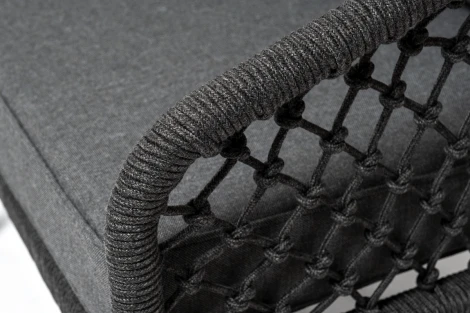 Лаунж-зона 4-местная из роупа узелкового плетения, каркас алюминий, роуп темно-серый 4SIS Канны KANS2C2TDK-4-SET D-gray