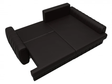 Диван угловой Лига-057 НПБ угол правый (ЛДСП,Брус,Фанера/Пластик/Экокожа/Коричневый) Лига Диванов 130033