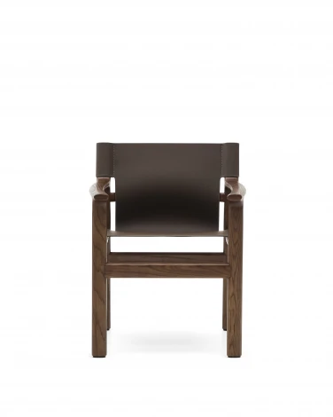 Стул Jan из переработанной кожи темно-коричневого цвета и ясеня в ореховом цвете La Forma (ex Julia Grup) 301328