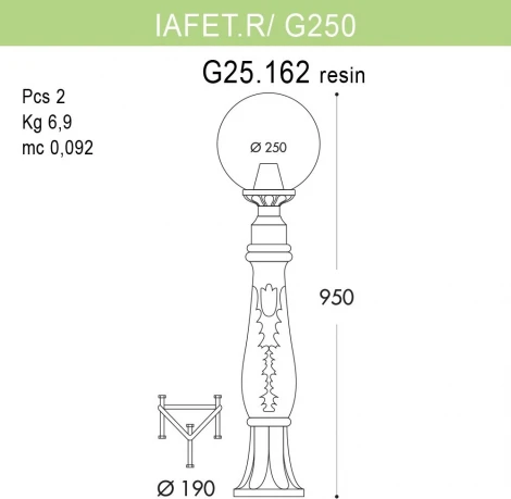 Наземный фонарь Fumagalli GLOBE 250 G25.162.000.WYF1R (220V, шар, IP55)