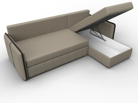 Диван угловой Лига-078 угол универсальный (ДСП/Пластик/Экокожа/Бежевый,Коричневый) Лига Диванов 130982