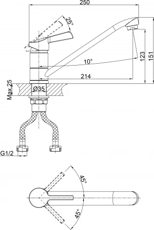 Смеситель D&K Rhein Schiller DA1462301 для кухонной мойки