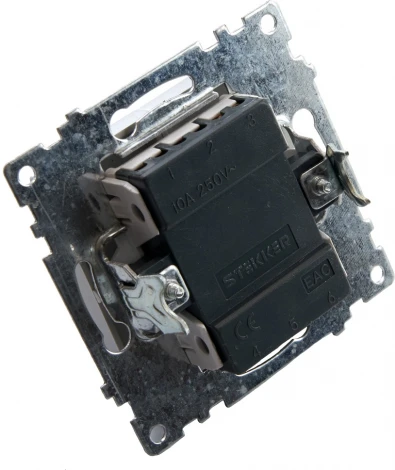 Выключатель двухклавишный с подсветкой (шампань) Stekker Катрин 39593