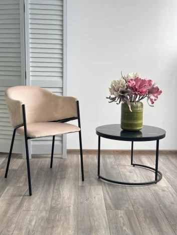 Стул M-City ДИЛЛ, цвет H-06 Бежевый, велюр / черный каркас