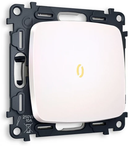 Комплект механизма Ambrella Volt 1-клавишного проходного выключателя с подсветкой 3200K OMEGA MO202030 Жемчуг QUANT