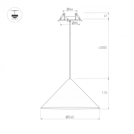 Подвесной светильник светодиодный SP-MAKOTO-R240-10W Warm3000 (WH, 36 deg, 230V, TRIAC) (Arlight, IP20 Металл) 057211