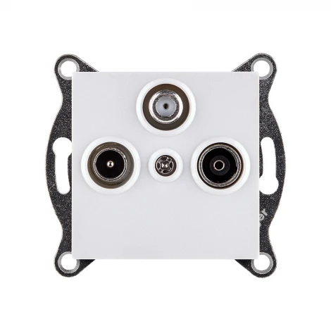Розетка тройная TV (мама) + TV (папа) + спутниковая SAT белый Kollinger REA-036WH для Aspekt, Eleganz, Reflex
