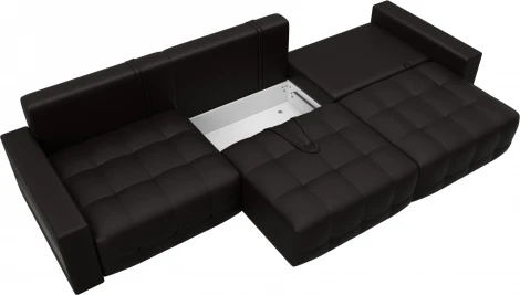 Диван прямой с полками Лига-053 НПБ Лонг Лига Диванов (Экокожа) арт.128919