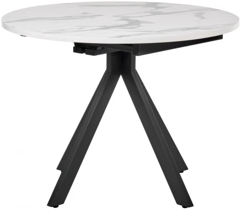 Стол Rudolf круглый раскладной 100-130x100x75см, белый мрамор, чёрный Bradex Home RF 0417