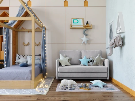 Диван тканевый прямой серый D1 Слим AAA41390002