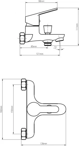 Смеситель Dorff Norma D1010000 для ванны с душем