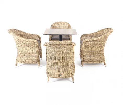 Обеденная группа на 4 персоны, стулья соломенные 4SIS Каффе KCR4T1-5-SET