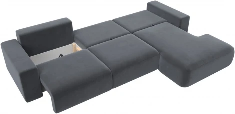 Диван угловой Лига-036 НПБ Классик Лонг правый угол (Серый/Велюр) Лига Диванов арт.121395