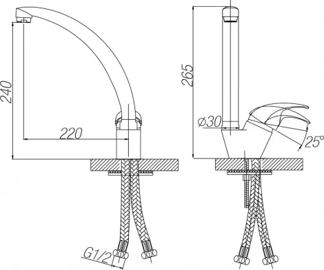 Смеситель Paulmark Holstein Ho212012-401 для кухонной мойки, антрацит