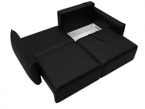 Диван прямой Лига-051 НПБ (ЛДСП,Брус,Фанера/Пластик/Экокожа/Черный) Лига Диванов 129880