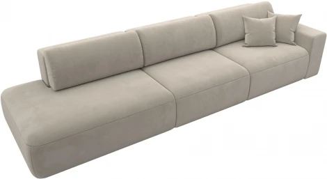 Диван прямой Лига-036 НПБ Модерн Лонг подлокотник справа (Бежевый/Микровельвет) Лига Диванов арт.121347