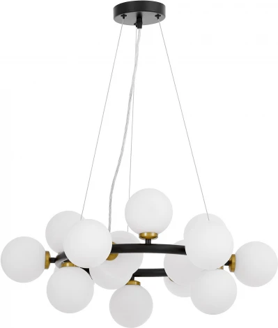 Подвесной светильник Lumina Deco Marsiada LDP 6033-15 BK+MD (220V, на тросе, шарики, молекулы)