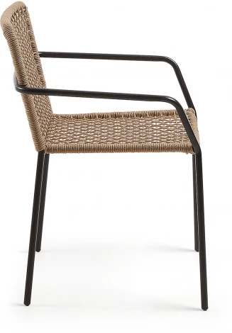 Стул уличный La Forma (ex Julia Grup) Ellen (Коричневый,Бежевый,Черный/ Сталь,Веревка)