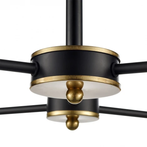 Потолочная люстра на штанге Lumion Landa 8249/6C черный/античное золото/янтарный, металл/стекло Е27 6*60W 220V