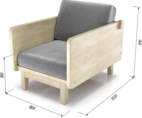 Кресло Arsko Двалин сосна велюр серый