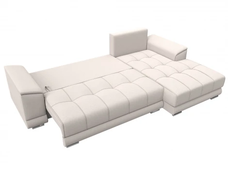 Диван угловой НордСтар правый угол (ДСП,Брус/Пластик/Замша/Бежевый) Лига Диванов 128213